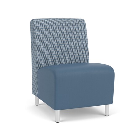 Lesro Siena Lounge Reception Armless Guest Chair, Brushed Steel, RS Rain Song Back, MD Titan Seat SN1102